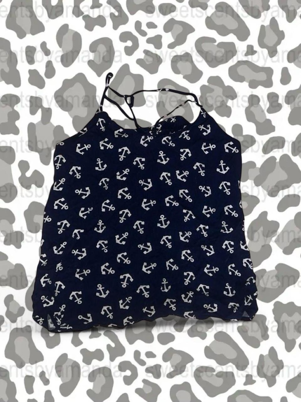 No Boundaries Navy Anchor Print Strappy Cami